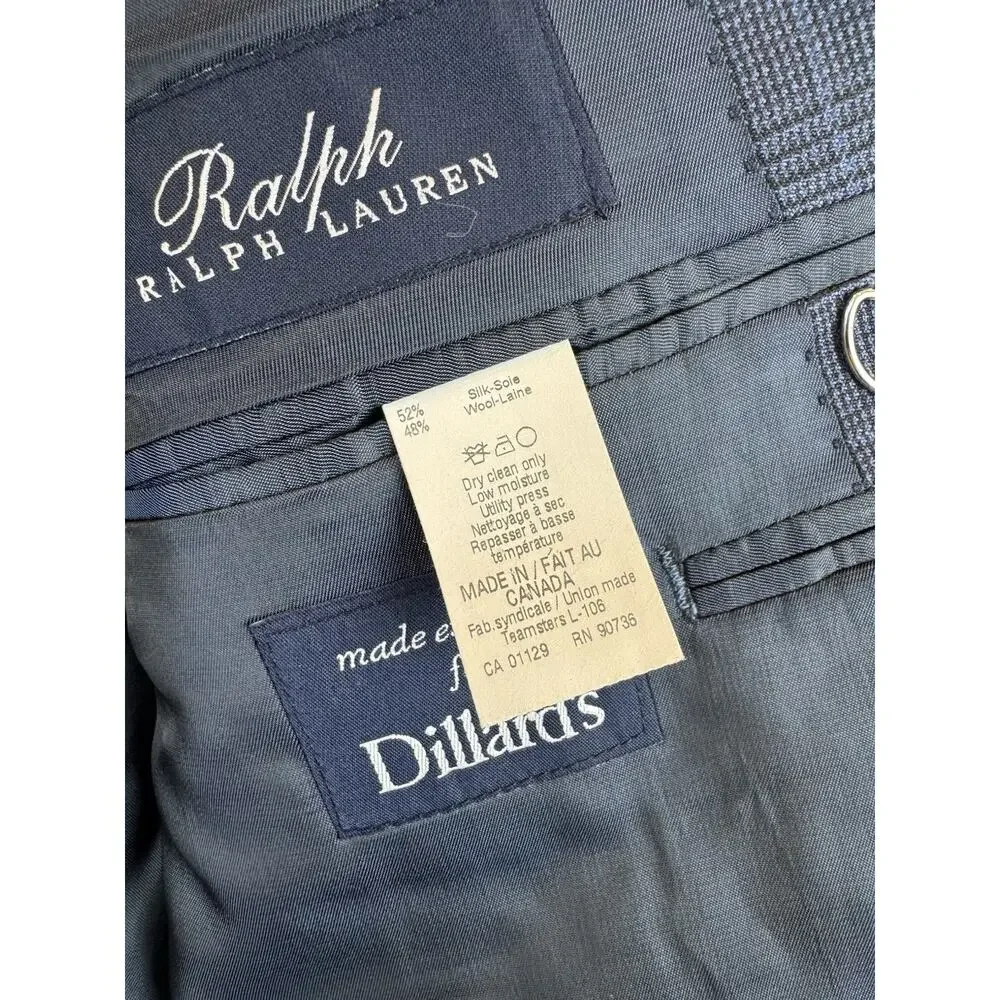 Ralph Lauren Mens Two-Button Blazer Silk Wool Blend‎ Sport Coat Jacket Size 42R